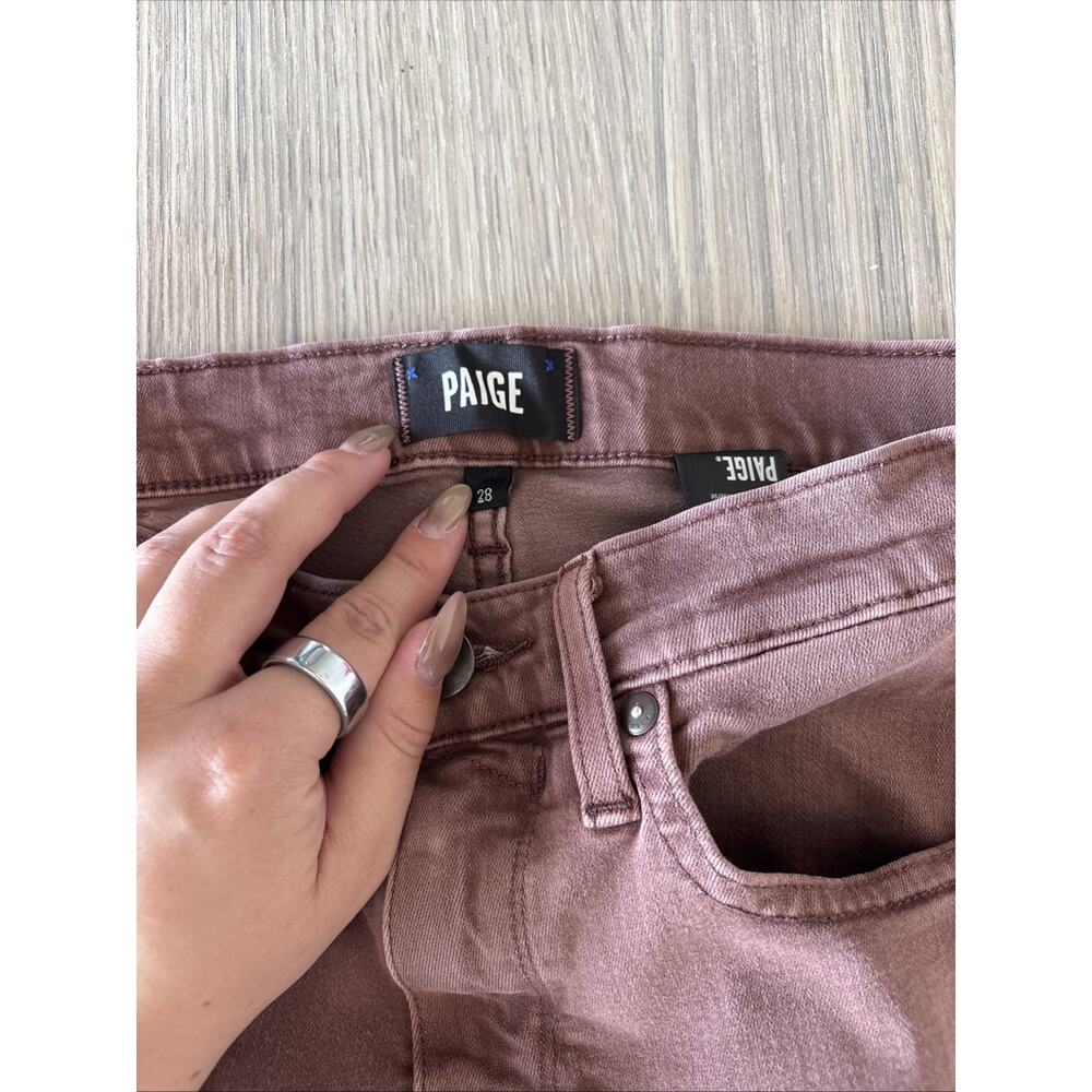 PAIGE Lennox Slim Jeans Womens 28 Dusty Rose Pink Stretch Mid Rise Denim Pants - Picture 2 of 7